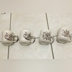 Vintage Brown Floral Mugs